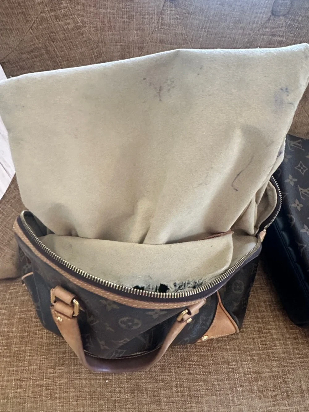 Louis Vuitton Monogram Canvas Top Handle Tote - Brown & Tan - Picture 9 of 16